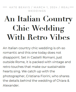 magpiewedding.com | Italian country chic wedding with retro vibes